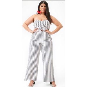 🔥SALE🔥 Plus Size Cross-Front Striped Jumpsuit